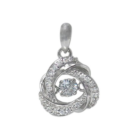 Dancing Pulsing CZ Necklace - Small Celtic Love Knot - Click Image to Close